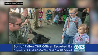 Son Of Fallen CHP Officer Escorted By K9 On First Day Of School