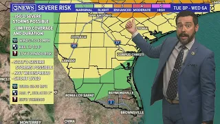 Stronger to severe storms possible in the Coastal Bend Tuesday night/pre-dawn Wednesday.