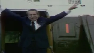 Richard Nixon leaves the White House for the last time as president