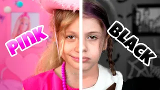 Eva as Wednesday Barbie and Black vs Pink Challenges