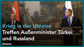 Außenminister Russlands und der Türkei nach gemeinsamen Gesprächen am 16.03.22