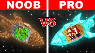 Mikey vs JJ Family: NOOB vs PRO: ROCKET HOUSE Build Challenge in Minecraft