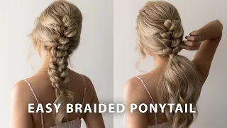 EASY BRAIDED PONYTAIL HAIRSTYLE SUMMER 💖 Wedding, Bridal, Long Hair