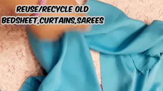 Frilled Bedsheet Cutting & Stitching Tutorial With Easy Steps|| Recycle Old Bedsheets & Curtains