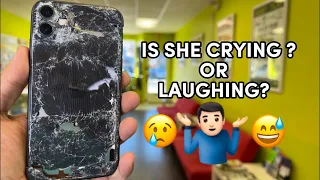 Mom CRIED when she found out her son slammed his IPHONE into pieces 😱#asmr #apple #iphone #ios #fyp