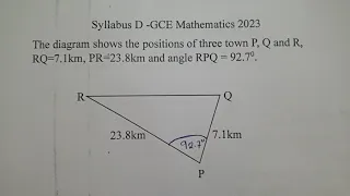 2023 GCE Trigonometry - Cosine rule