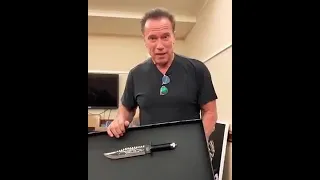 Arnold Schwarzenegger congratulated Sylvester Stallone with his Rambo knife