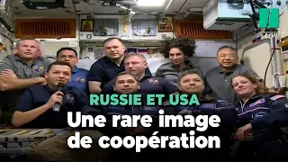 Espace : dans la Station spatiale internationale, deux Russes et une Américaine arrivent ensemble