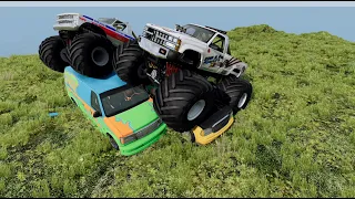 Cars vs Cliff Roads 13 MONSTER TRUCK BeamNG DRIVE  Smash@Crash