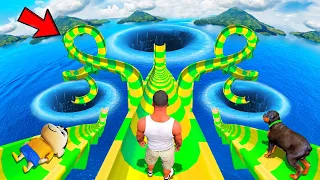 SHINCHAN AND FRANKLIN TRIED IMPOSSIBLE 3 LONGEST DEEPHOLE WATERSLIDE & PRIZES CHALLENGE GTA 5