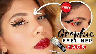 NEW Graphic Eyeliner Hack with Lid Tapes on Hooded Eyes| Hajar Beauty