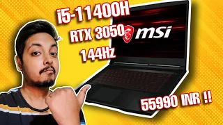 MSI GF63 i5-11400H RTX 3050 144Hz at 55990 | BEST GAMING LAPTOP UNDER 60K 🔥 2 MAJOR CONS BEWARE !!