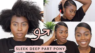 BEST METHOD: DEEP SIDE PART PONYTAIL ON THICK 4A/4B/4C NATURAL HAIR