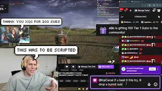 xQc Gifts Kai Cenat 100 Subs (800$) after saying to Beat Boss while Watching Him