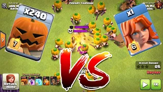 240 PUMPKIN BARBARIANS VS 1 MAX VALKYRIE | NEW TROOPS IN HALLOWEEN UPDATE (*MUST WATCH*)