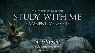 Study with Me in Skyrim | Ambient | Forests of Falkreath | 25/5 Pomodoro Timer [2hr] [4K]