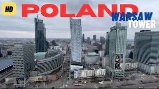 Warsaw culture Tower Poland 2023. Whole city view.360° Ariel view.