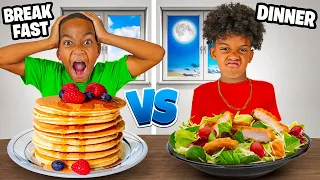 BREAKFAST VS DINNER FOOD CHALLENGE