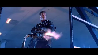 Terminator 2: Judgement Day (1991) - Awesome Minigun Scene - (1080p)