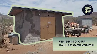 FINISHING our OFF GRID DIY ferrocement pallet workshop shed! | Budget Pallet Workshop Build Ep 5