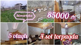 (Satılıb!!)4 Sot Torpaqda. 5 Otaqlı İkimərtəbə Həyət Evi təcili Satılır. 85000 ₼ . (0702030392)