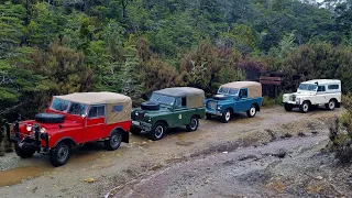 4 Series Land Rovers on a VERY wet trip into the West Coast Mountains