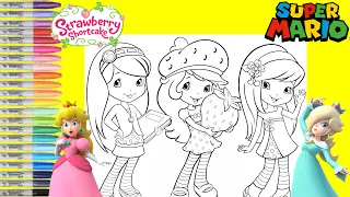 Strawberry Shortcake and Friends Makeover as Super Mario Princesses Peach Daisy Rosalina Coloring