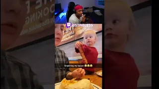 Baby steals mother’s bacon 🥓😂