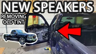 New Door Speakers for the NBS Stepside GMC Sierra Plus How I Remove Old Tint