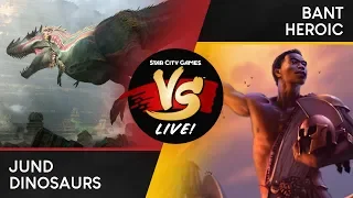 VS Live! | Jund Dinosaurs VS Bant Heroic | First Place Standard Decks | Match 1