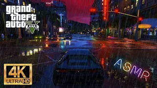 GTA V: Los Santos Rainy Night Driving **4K** ASMR sleep, relax, study, work