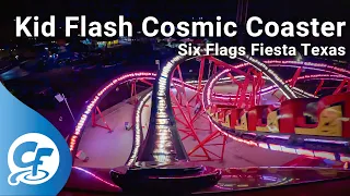 Kid Flash Cosmic Coaster AC side front seat on-ride 5K POV @60fps Six Flags Fiesta Texas