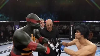 TMNT Raphael vs. Bruce Lee (EA sports UFC 3) - CPU vs. CPU - Crazy UFC 👊🤪