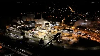 Night magic at the Aarberg sugar factory: where sweet Swiss sugar comes from - DJI Mini 4 Pro