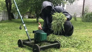 Creative idea for those who have a garden. lawnmower from water pump motor