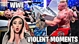 Girl Reacts to WWE Most Violent Moments Compilation