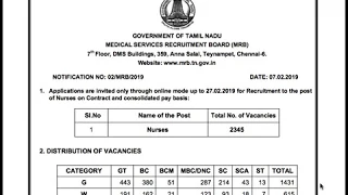 Tamilnadu (TN) MRB NURSES 2345 VACANCY 2019|| Exam Pattern|| TN MRB Staff Nurse Recruitment 2019