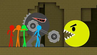 Red and Blue, Stickman Animation - Part 19 ( MONSTER PACMAN )