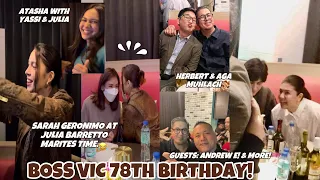 BOSS VIC 78TH BIRTHDAY DAMING ARTISTA 😍 ATASHA JULIA BARRETTO AT SARAH G ENJOY SA KANTA NI ANDREW E