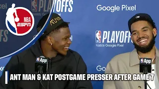 Ant Man gives KAT his flowers after Game 7 win 💐 [PRESS CONFERENCE] | NBA on ESPN