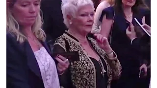 Dame Judi Dench wears beautiful embroidery at the Olivier Awards