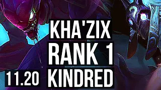 KHA'ZIX vs KINDRED (JUNGLE) | Rank 1, Rank 1 Kha, 16/3/9, Godlike | EUW Challenger | v11.20