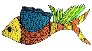 Easy drawing / how to draw fish/gond art / how to draw a fish in gond art / fish drawing / drawing
