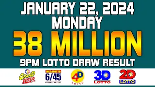 9PM PCSO Lotto Result Today Jan/January 22, 2024  [Complete Result]