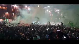 CELTIC FANS - WELCOME THE CHAMPIONS BACK TO CELTIC PARK AT MIDNIGHT | PYRO DISPLAY