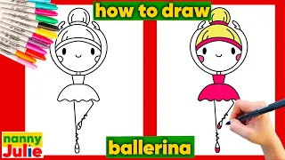 How to draw kawaii princess BALLERINA  | Nanny Julie