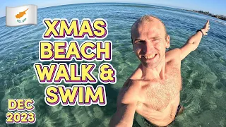 4K BEACH Walk & Swim in Protaras * Vrissiana Beach