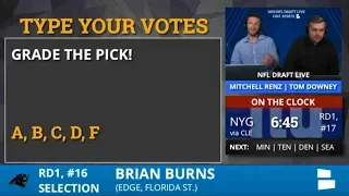 Carolina Panthers Select Brian Burns From Florida State With Pick #16 In 1st Round of 2019 NFL Draft