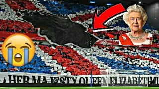 Rangers-fans tifo Honoring Queen Elizabeth II sing national anthem |  Rangers - Napoli 0.3 | UEFA