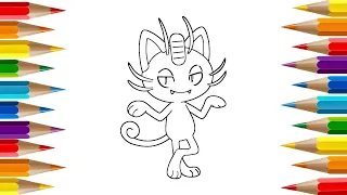 How to Draw and Color Alolan Meowth | Pokemon